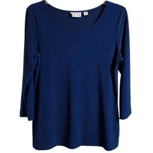 Joan Rivers Navy blue Stretchy Top Size Small Could fit up to Large